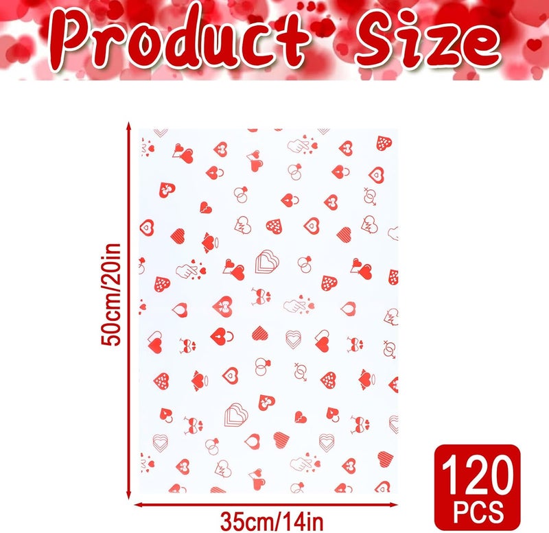 Ethanberg 120 Sheets Gift Wrapping Tissue Paper Bulk, Red Heart Pattern Tissue Paper for Gift Bags, Decorative Art Papers for DIY Crafts Wedding Birthday Holiday Party Decor Valentine's Day, 20x14 Inches - Image 2